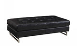 63" Black Faux Leather And Silver Ottoman - Homeroots - Flyclothing LLC
