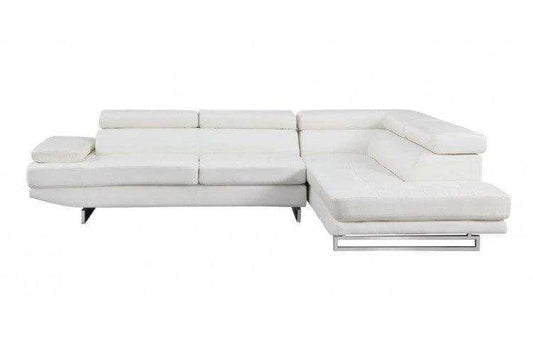 White Leather L Shaped Two Piece Corner Sectional - Homeroots - Flyclothing LLC