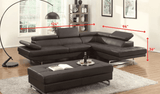 Brown Leather L Shaped Two Piece Corner Sectional - Homeroots - Flyclothing LLC