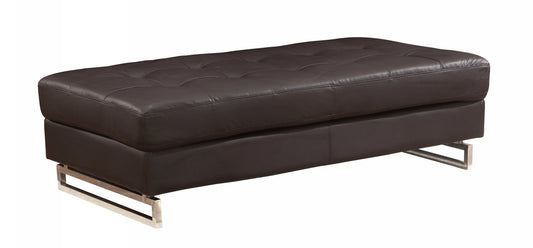 63" Brown Faux Leather And Gold Ottoman - Homeroots