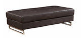 63" Brown Faux Leather And Gold Ottoman - Homeroots - Flyclothing LLC
