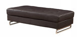 63" Brown Faux Leather And Gold Ottoman - Homeroots - Flyclothing LLC