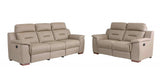 Two Piece Indoor Beige Genuine Leather Five Person Seating Set - Homeroots - Flyclothing LLC