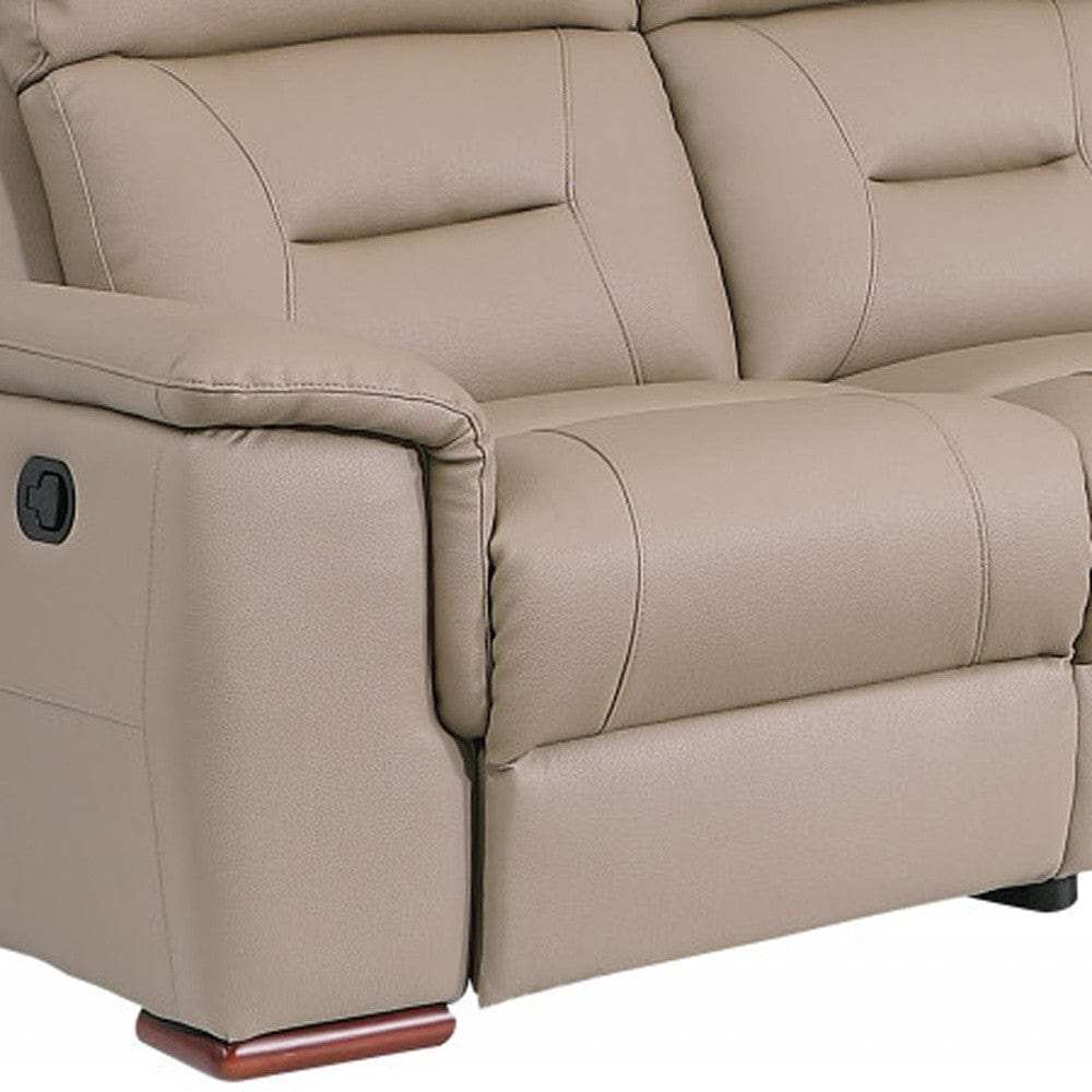 Two Piece Indoor Beige Genuine Leather Five Person Seating Set - Homeroots - Flyclothing LLC