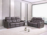 Two Piece Indoor Brown Genuine Leather Five Person Seating Set - Homeroots - Flyclothing LLC