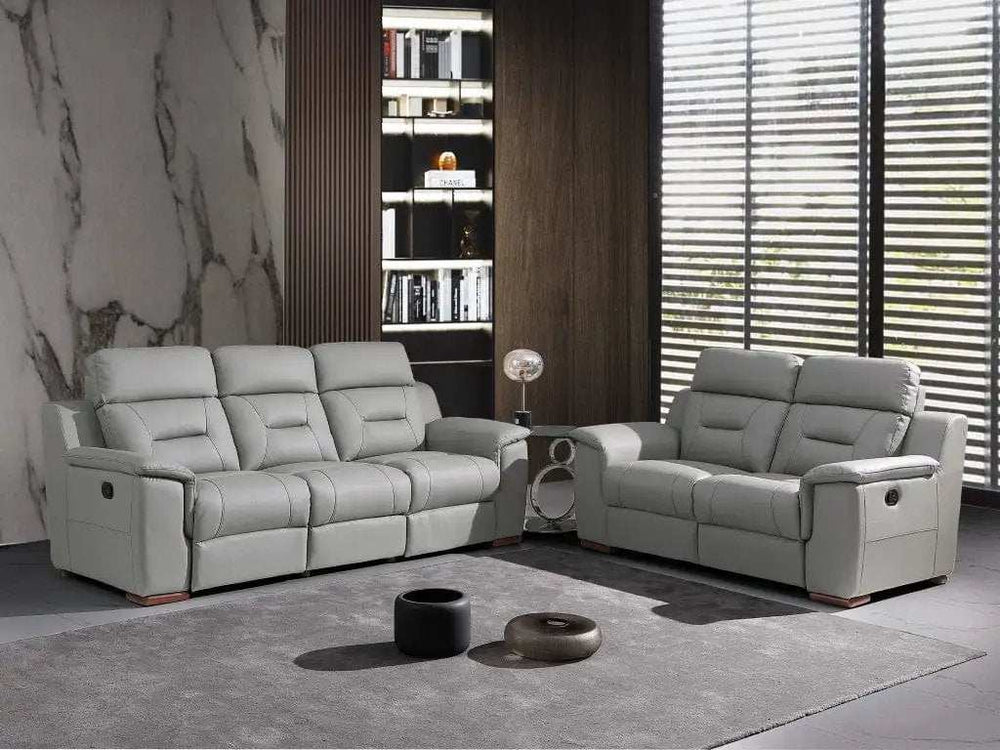 Two Piece Indoor Gray Genuine Leather Five Person Seating Set - Homeroots - Flyclothing LLC