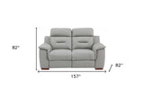 Two Piece Indoor Gray Genuine Leather Five Person Seating Set - Homeroots - Flyclothing LLC