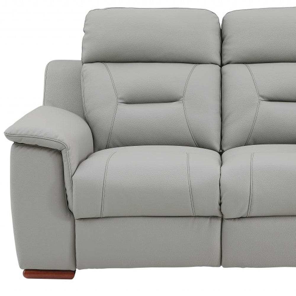Two Piece Indoor Gray Genuine Leather Five Person Seating Set - Homeroots - Flyclothing LLC