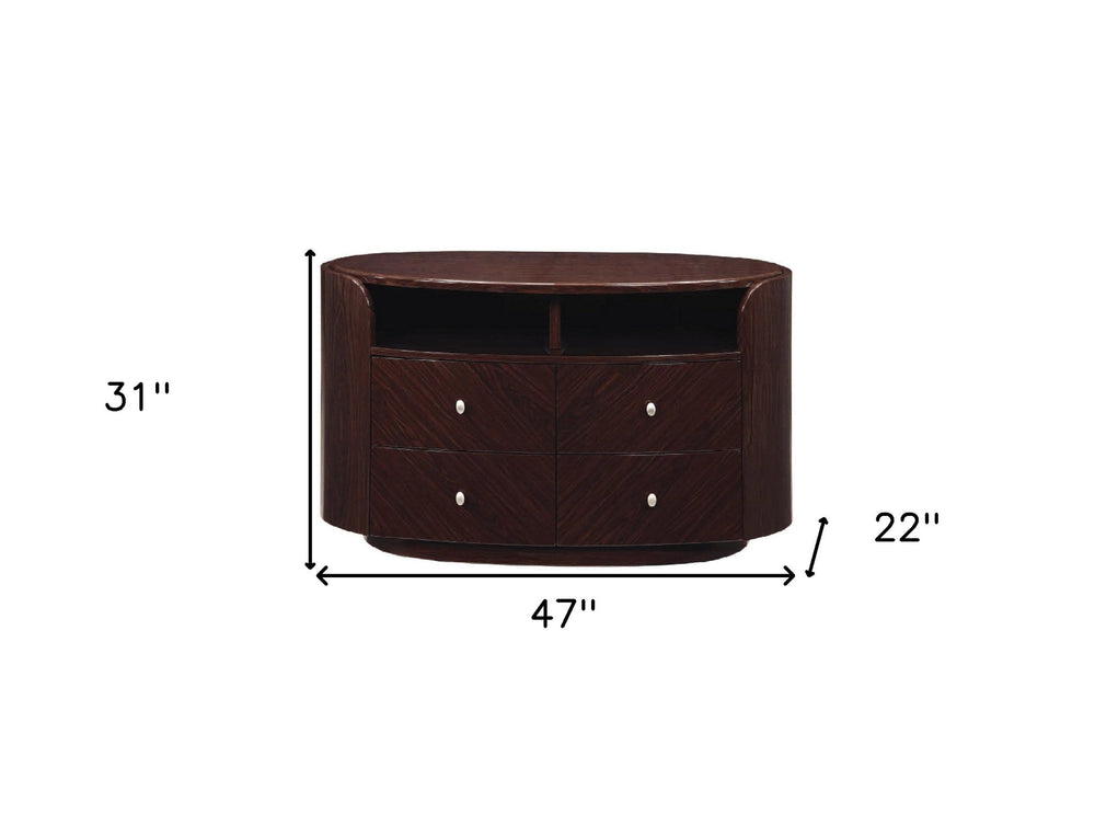 47" Dark Brown Cabinet Enclosed Storage TV Stand - Homeroots