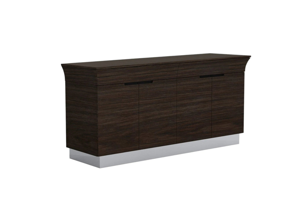 70" Dark Brown Two Drawer Buffet Table with Four Doors - Homeroots - Flyclothing LLC