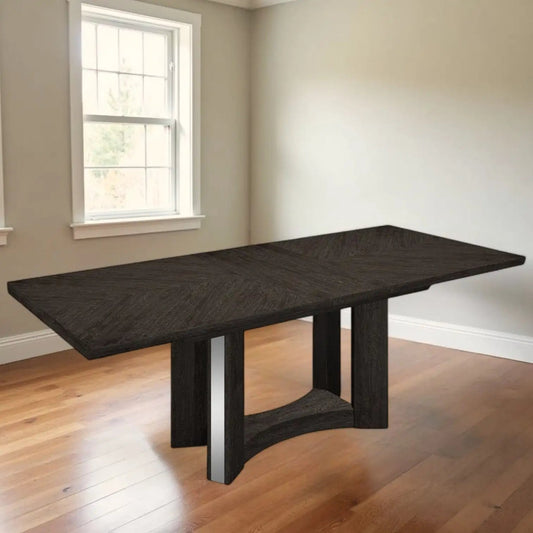98" Dark Gray Solid Wood Dining Table - Homeroots