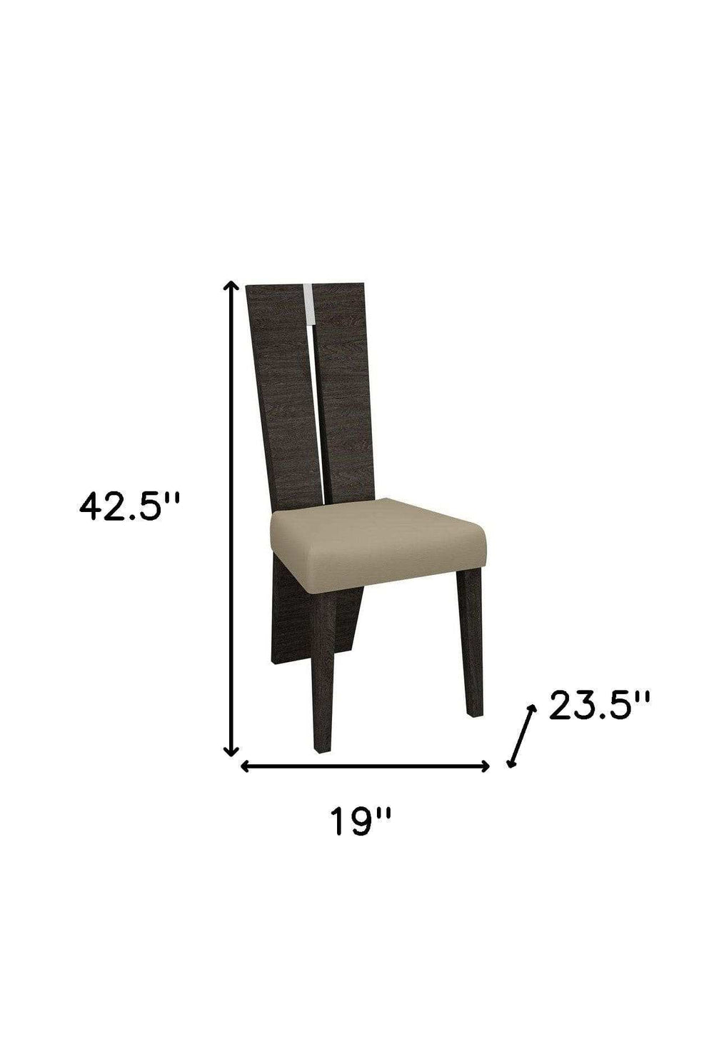 Set of Two Gray And Dark Brown Upholstered Dining Side Chairs - Homeroots - Flyclothing LLC