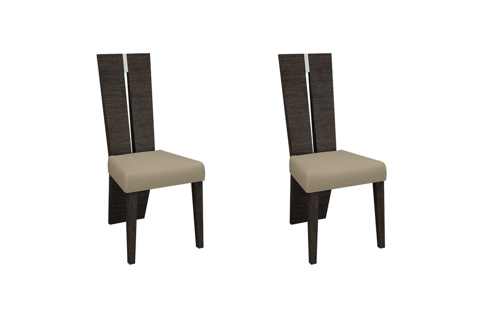 Set of Two Gray And Dark Brown Upholstered Dining Side Chairs - Homeroots - Flyclothing LLC