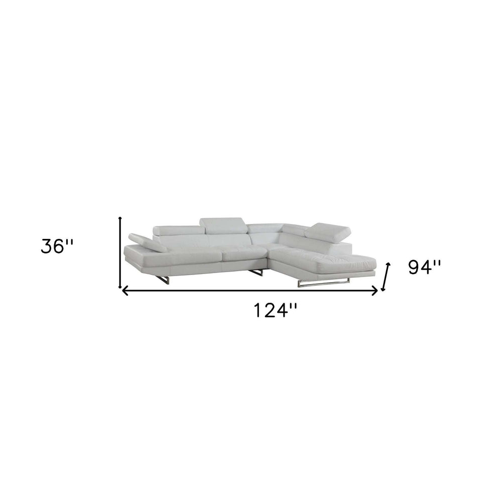 Gray Leather L Shaped Two Piece Corner Sectional - Homeroots - Flyclothing LLC