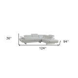 Gray Leather L Shaped Two Piece Corner Sectional - Homeroots - Flyclothing LLC