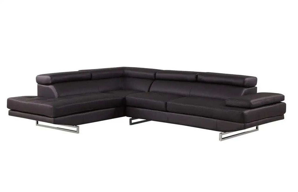 Black Leather L Shaped Two Piece Corner Sectional - Homeroots - Flyclothing LLC