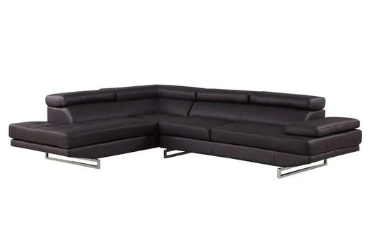 Black Leather L Shaped Two Piece Corner Sectional - Homeroots - Flyclothing LLC