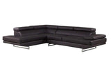 Black Leather L Shaped Two Piece Corner Sectional - Homeroots - Flyclothing LLC