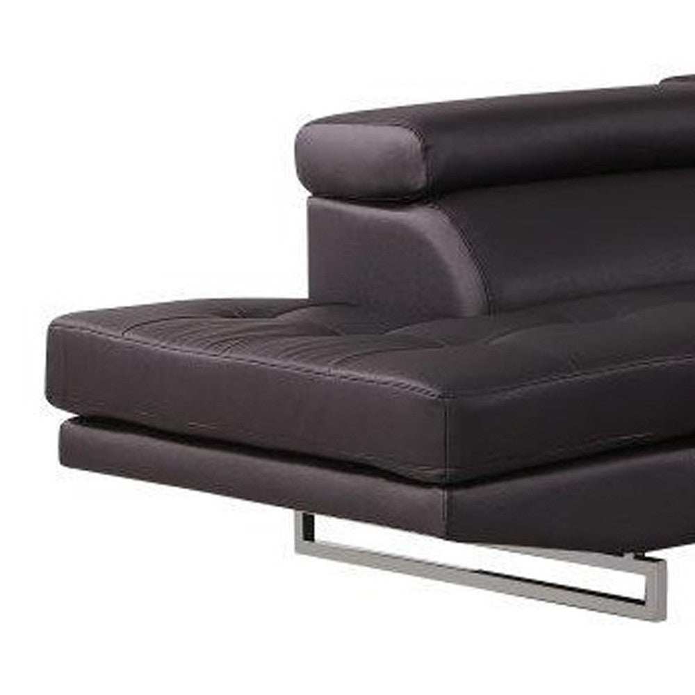 Black Leather L Shaped Two Piece Corner Sectional - Homeroots - Flyclothing LLC