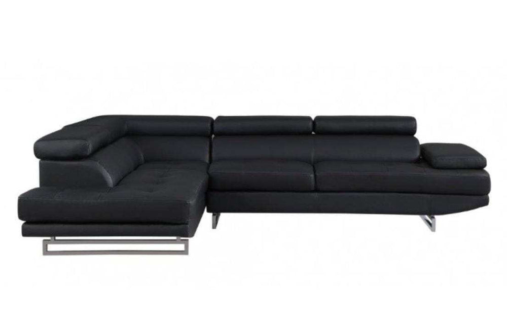 Black Faux Leather L Shaped Two Piece Corner Sectional - Homeroots - Flyclothing LLC