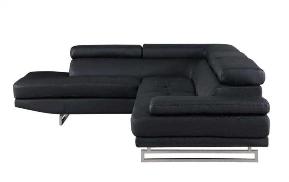 Black Faux Leather L Shaped Two Piece Corner Sectional - Homeroots - Flyclothing LLC