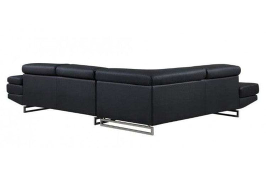 Black Faux Leather L Shaped Two Piece Corner Sectional - Homeroots - Flyclothing LLC