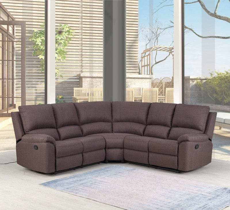 Brown Polyester Blend Reclining U Shaped Three Piece Corner Sectional - Homeroots - Flyclothing LLC