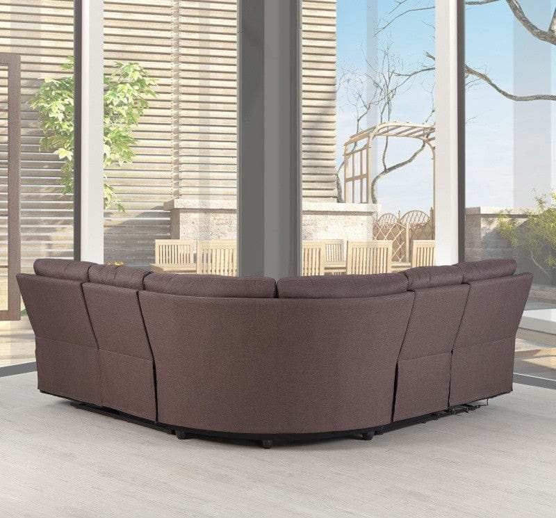 Brown Polyester Blend Reclining U Shaped Three Piece Corner Sectional - Homeroots - Flyclothing LLC
