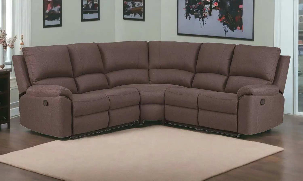 Brown Polyester Blend Reclining U Shaped Three Piece Corner Sectional - Homeroots - Flyclothing LLC