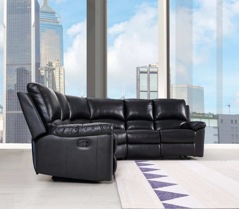 Black Polyester Blend Reclining U Shaped Three Piece Corner Sectional - Homeroots - Flyclothing LLC