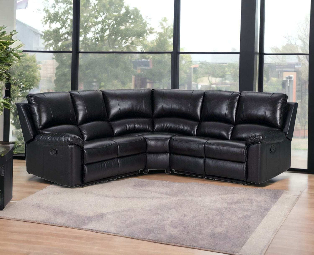Black Polyester Blend Reclining U Shaped Three Piece Corner Sectional - Homeroots - Flyclothing LLC