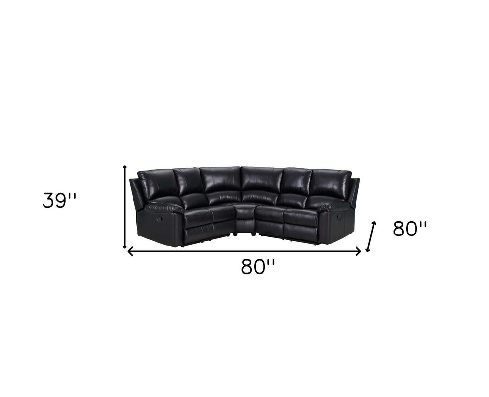 Black Polyester Blend Reclining U Shaped Three Piece Corner Sectional - Homeroots - Flyclothing LLC