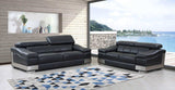 Two Piece Indoor Black Italian Leather Five Person Seating Set - Homeroots - Flyclothing LLC