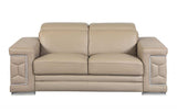 Two Piece Indoor Beige Italian Leather Five Person Seating Set - Homeroots - Flyclothing LLC