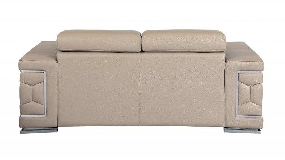 Two Piece Indoor Beige Italian Leather Five Person Seating Set - Homeroots - Flyclothing LLC