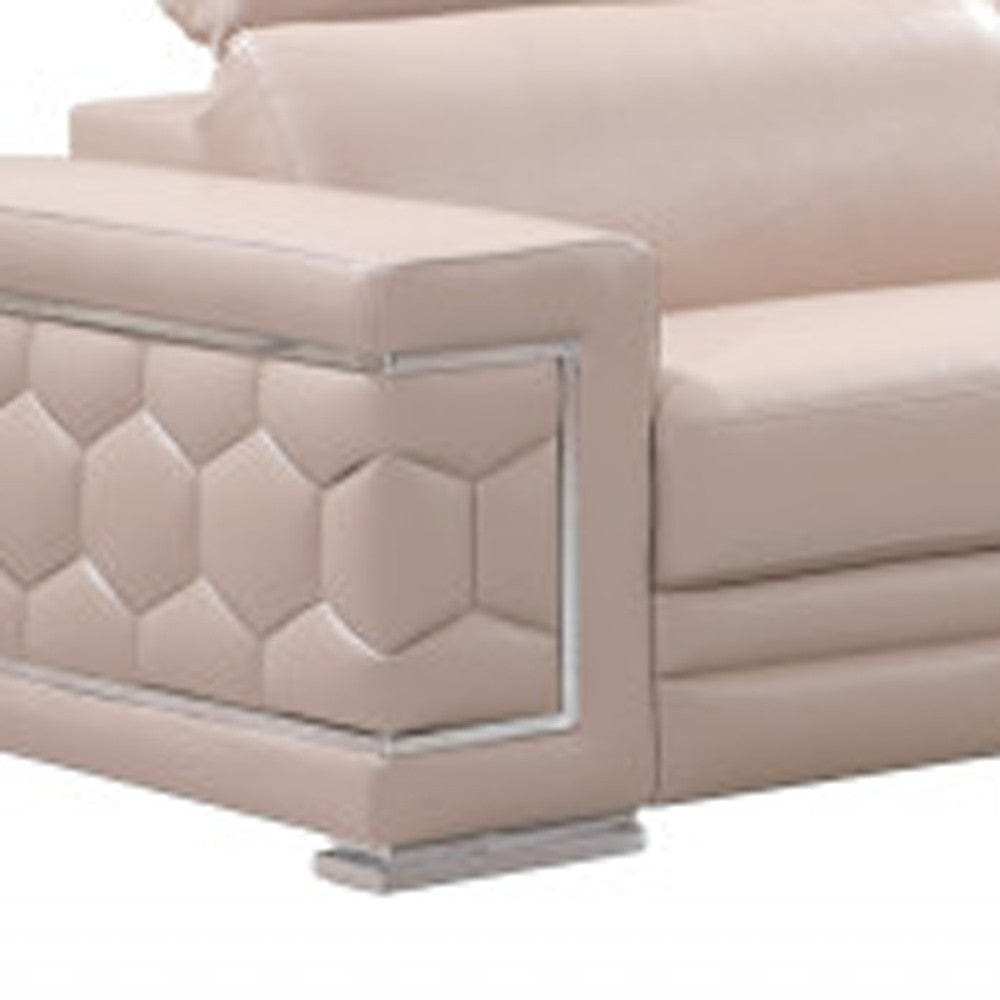 Two Piece Indoor Beige Italian Leather Five Person Seating Set - Homeroots - Flyclothing LLC