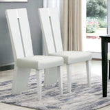 Set of Two Contemporary Sleek High Gloss White Dining Chairs - Homeroots - Flyclothing LLC