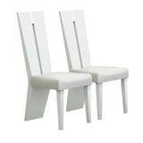 Set of Two Contemporary Sleek High Gloss White Dining Chairs - Homeroots - Flyclothing LLC