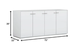72" White Buffet Table with Four Doors - Homeroots - Flyclothing LLC