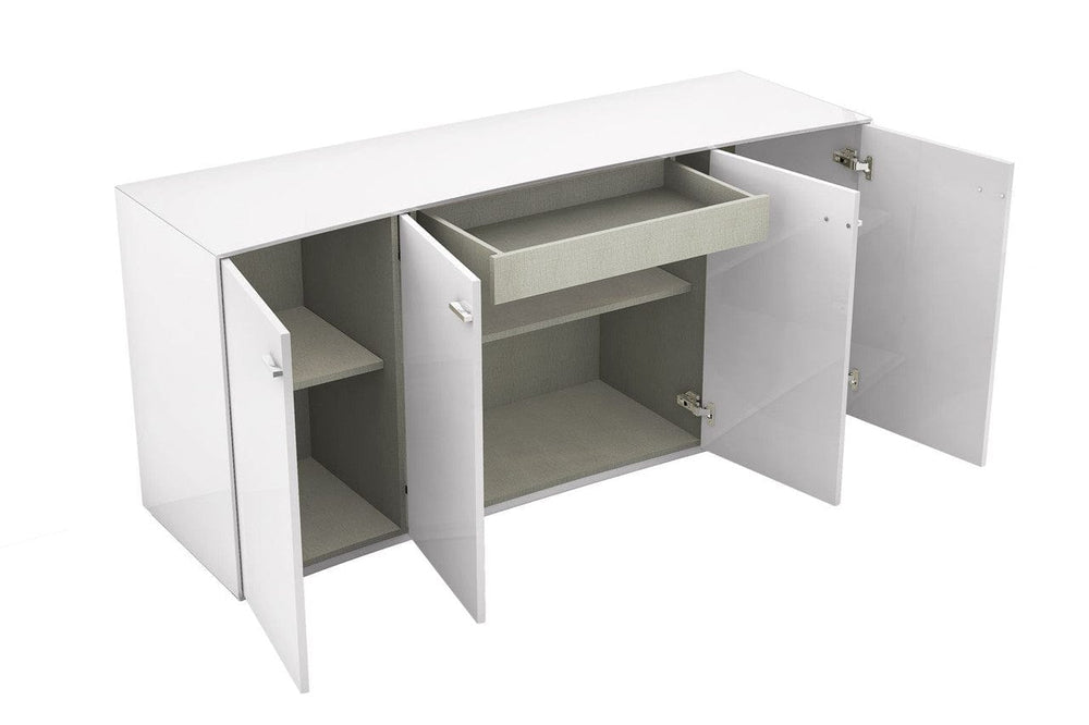 72" White Buffet Table with Four Doors - Homeroots - Flyclothing LLC
