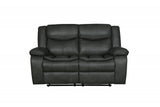 64" Gray Faux Leather Manual Reclining Love Seat - Homeroots - Flyclothing LLC