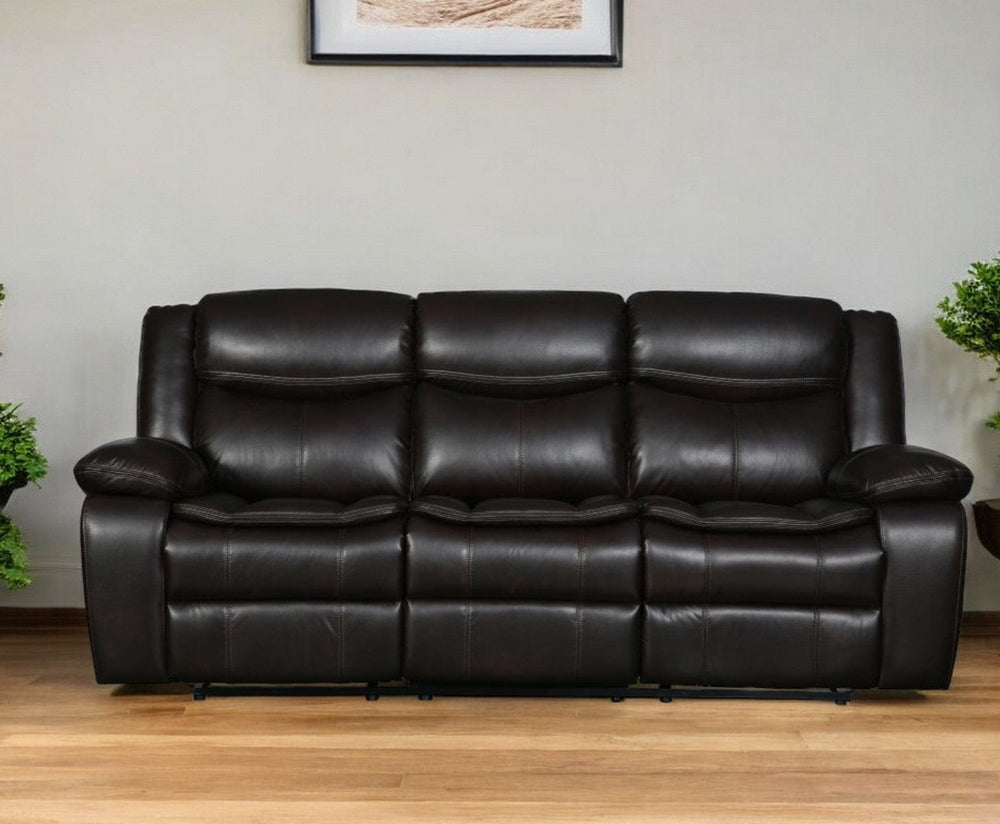 86" Brown Faux Leather Sofa With Black Legs - Homeroots - Flyclothing LLC