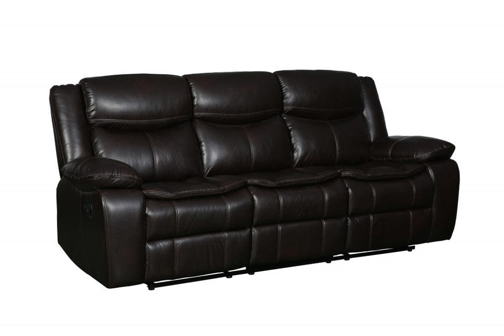 86" Brown Faux Leather Sofa With Black Legs - Homeroots - Flyclothing LLC