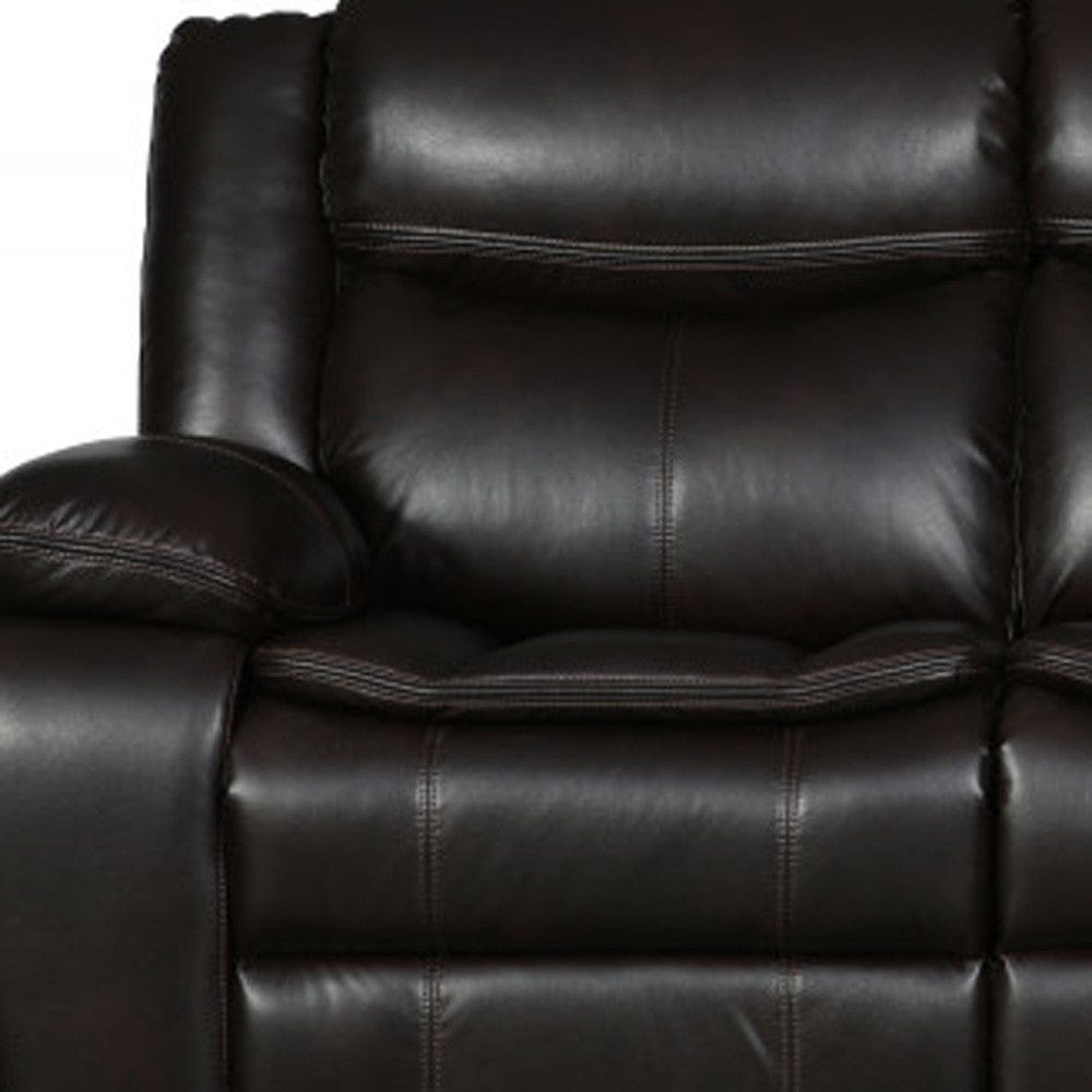 86" Brown Faux Leather Sofa With Black Legs - Homeroots - Flyclothing LLC