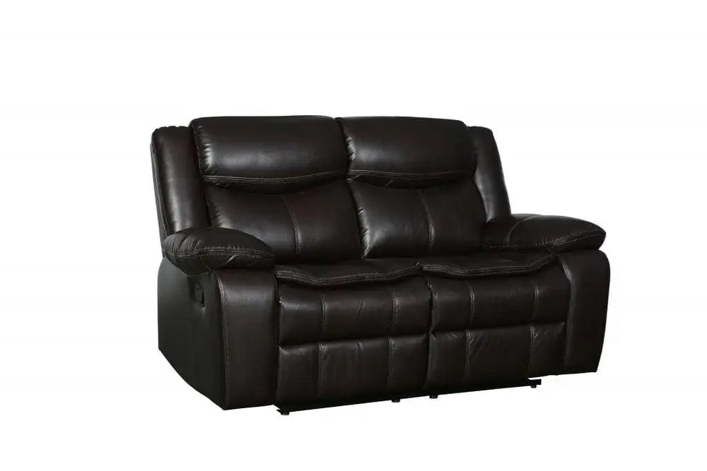 64" Brown Faux Leather Manual Reclining Love Seat - Homeroots
