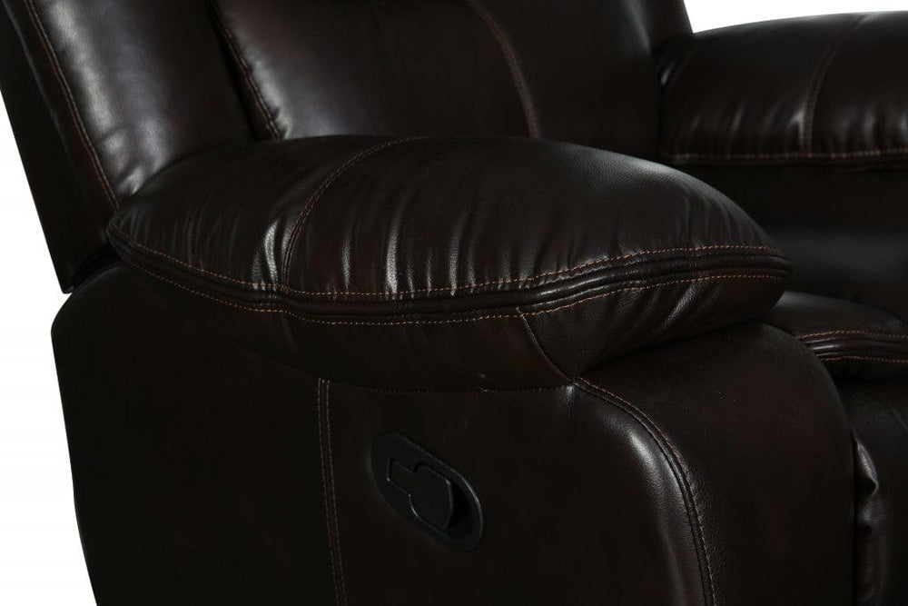 64" Brown Faux Leather Manual Reclining Love Seat - Homeroots