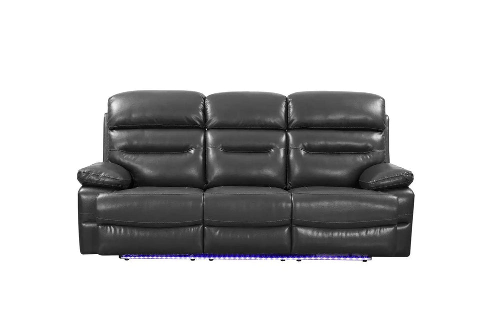 89" Gray Faux Leather USB Sofa With Black Legs - Homeroots - Flyclothing LLC