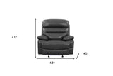 43" Grey Faux Leather Power Recliner Chair - Homeroots - Flyclothing LLC
