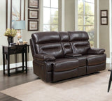 78" Brown Faux Leather Manual Reclining Love Seat With Storage - Homeroots - Flyclothing LLC