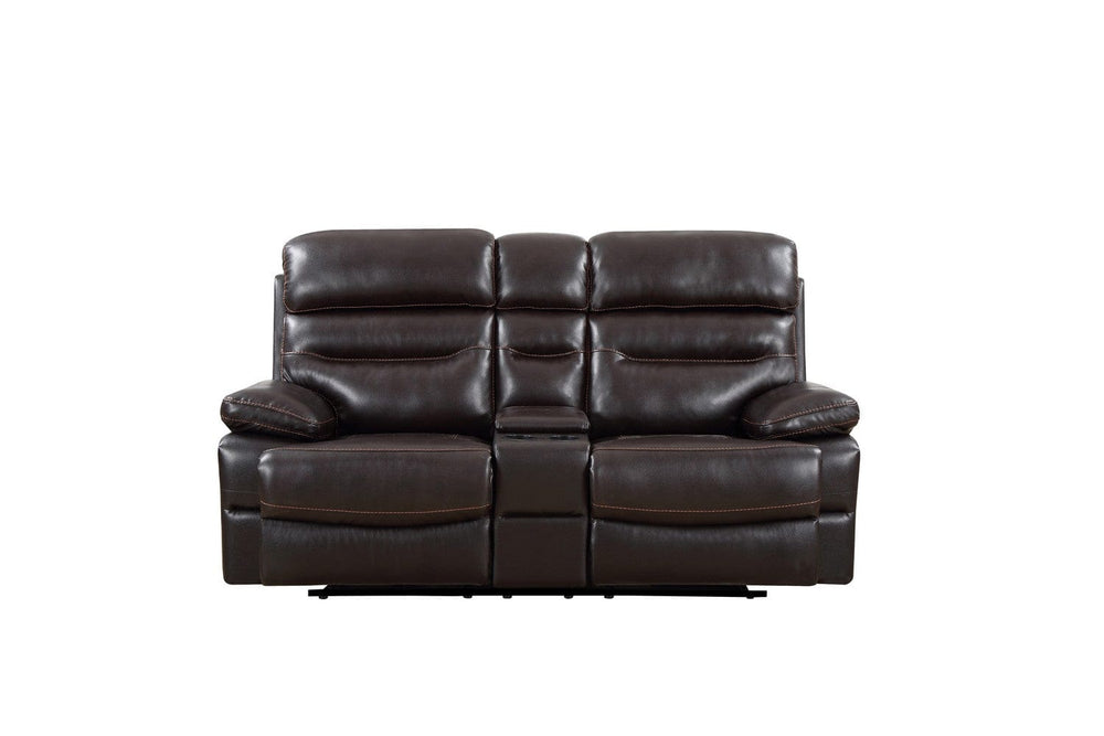 78" Brown Faux Leather Manual Reclining Love Seat With Storage - Homeroots - Flyclothing LLC